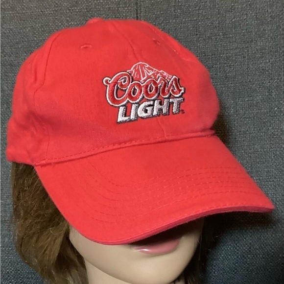 Coors Light Beer Hat Baseball Cap w Sewn Logo Red Adjustable Strapback ACME New! - Picture 1 of 8